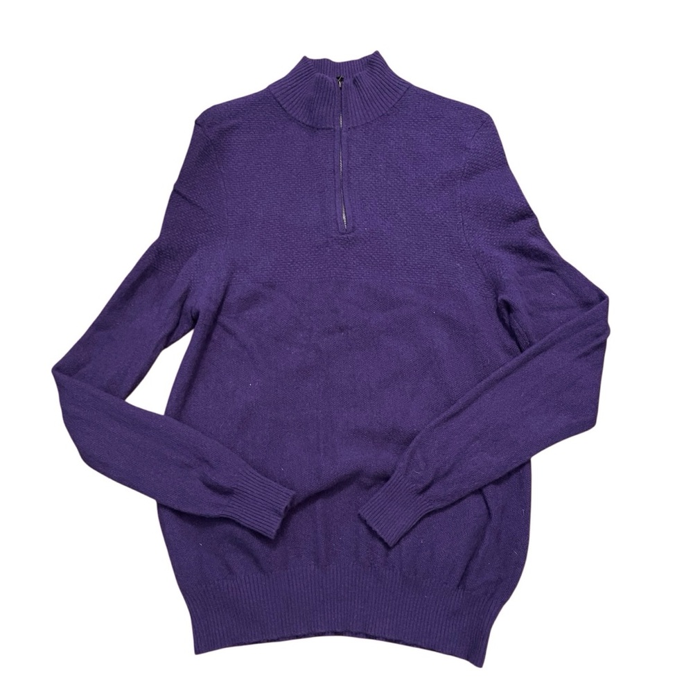Purple Merino Wool Quarter Zipped Sweater US M